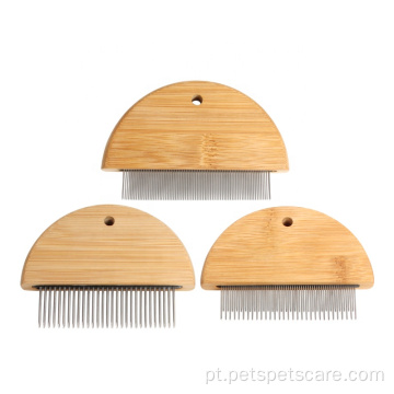 Bambu Madeira Pet Metal Agulha Pente Pente Para Cabelo Gato